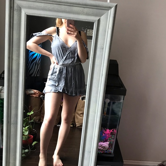 🦋3/50$ NWT AE blue cold shoulder romper - Picture 6 of 7